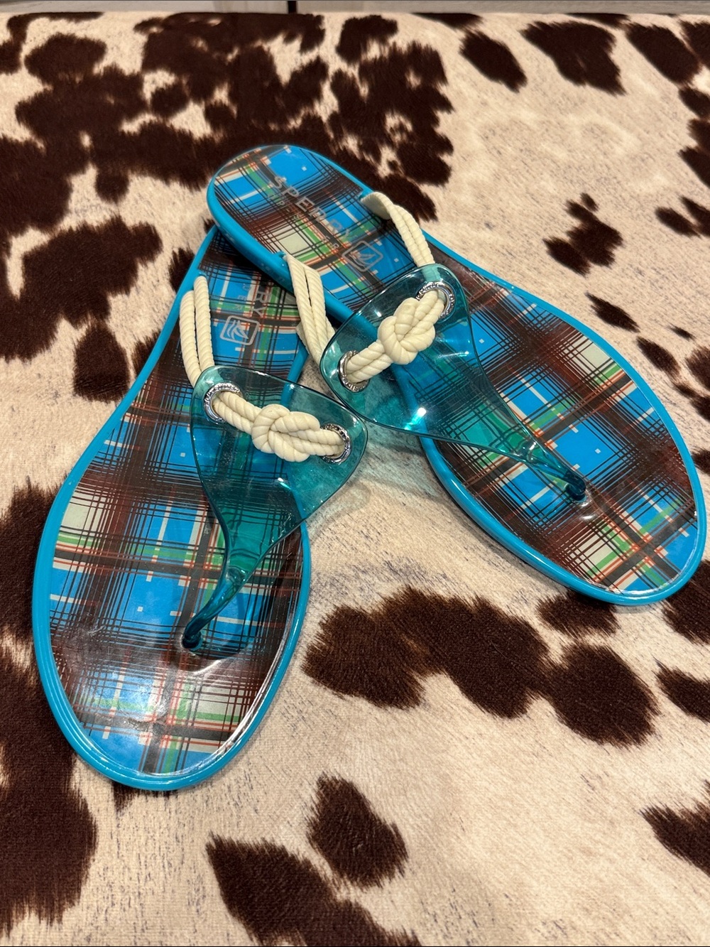 Perry Top-Sider Blue Plaid Flip-Flop Sandals